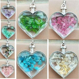 Naszyjniki wiszące Piękna biżuteria Tourmaline Crystal Heart Bead PWB1179B
