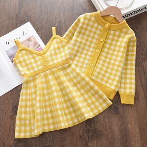 Melario Baby Girls Ubrania Słodka księżniczka stroje jesienne Zima Dziewczyny Dziewczyny z długim rękawem drukowana sukienka Sweter 2PCS 240113