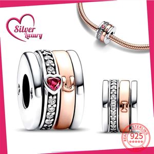 Real Sterling Sier Double Rotatable Sweet Love Fit Women Bracelet Charms Jewelry Diy Making