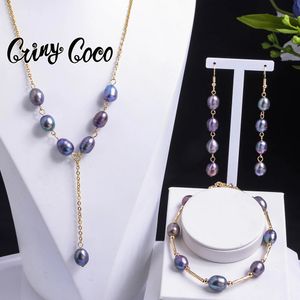 Imitation Tahitian Baroque Necklace Jwellery Hawaiian Long Pearls Earrings Trend Pearl Bracelets Jewelry Sets for Women Mother 240115