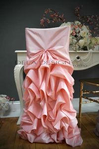 Capas 2016 tafetá drapeado blush rosa faixas de cadeira romântica linda capa de cadeira barata feita sob encomenda suprimentos de casamento