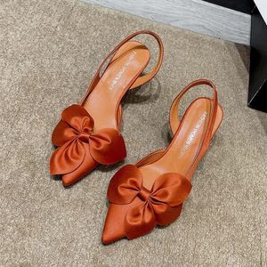 Fashion Thin High Heels Slingback Sandaler Point Toe Slip on Mules Shoes Ladies Elegant Greenow Pumps Party Dress Pumps 240113