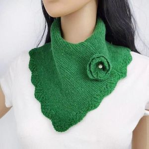 Bandanas Neckerchief Women Knit Triangle Scarf Fashion Windproof Solid Color Neck Warmer virkning Blomma avtagbar vågig kant falsk krage