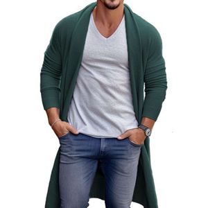 Abbigliamento da uomo, Moda europea e americana, Maglione a maglia sottile primaverile e autunnale, Indumento esterno di lana ampio e lungo da uomo