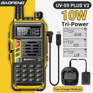 Talkie walkie talkie baofeng uv s9 plus v2 10w kraftfull walkie talkie USB -laddare 16 km lång räckvidd handhållen dubbel band sändtagare uv 5r t