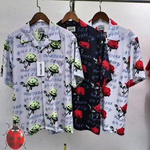 Print Short Sleeve Shirts Men Women Black White Gray Hawall Beach Shirt