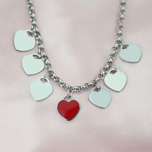 7 Hearts 10mm Necklace Women Seven Stainless Steel Couple Blue Green Pink Red Pendant Jewelry Christmas Gifts for Woman Accessorie306D