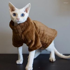 Kostiumy kota Sweter Sphynx Dwuziewna miękka koszula dla niemowląt na bezwłosy ciepły solidny kolor Cornish Pet Kitten Ubrania