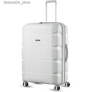 スーツケースホワイト28インチスピナーホイール付きPP軽量スーツケース拡張可能なQ240115