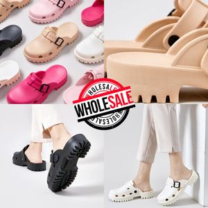 Buckle Designer Slides Sandaler Platform Slippers Mense Womens White Pink Waterproof Nursing Hospital 36-41