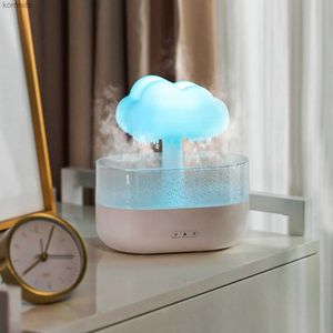 Humidifiers Cloud Rain Humidifier Water Drip 200ml Cloud Aromatherapy Essential Oil Diffuser with Diffuser with 7 Colors LED LightL240115