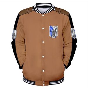 Jaqueta de beisebol masculina de ataque ao titã, jaqueta bomber shingeki no kyojin, fantasia de cosplay de anime, legião de escoteiros, uniforme de beisebol coat216j