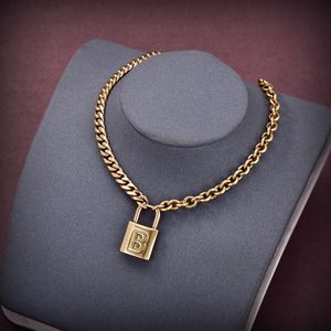 necklace for women designer for man Lock shape Gold plated 18K T0P quality Vintage official reproductions brand designer classic style with box 001