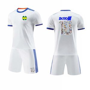 Criança masculina tamanho maillots de pé capitão tsubasa cosplay traje branco camisas de futebol japão frança espanha kits ozora oliver atom foo322o