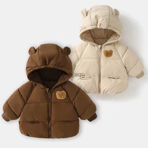 Kurtki bluzy słodkie niedźwiedzie dzieci zimowa kurtka 2023 Dzieci śnieg gęstwy ciepłe dziewczęta bawełniane kurtki Chidlren zimowe ubrania na zewnątrz 240115