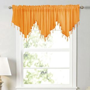 Curtain Triangle Valance Curtain Luxury Pärled Sheer Solid Country Drapes Tassel For Window Kitchen Li