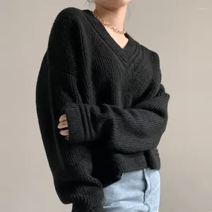 Женские свитера V-образного центра базовый вязаный свитер.