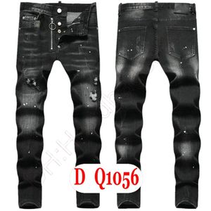 Mens Jeans Luxury Italy Designer Denim Jeans Män broderibyxor DQ21056 Fashion Wear Holes Splash-Bink Byxor Motorcykel Ridningskläder US28-42/EU44-58