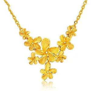 Pingentes 14k cor de ouro moda flor fosco colar para mulheres 999 clavícula corrente casamento dia dos namorados jóias finas presentes