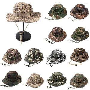 Berets Spring and Summer Camouflage Benny Hat Outdoor Big Eaves Sunshade Bucket Hats Casual Men's Women's Fishing Jungle Basin Cap