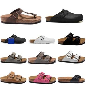 Män kvinnor designer glider trösklar sandaler mjuk mocka läder taupe mocka svart vit rosa mens mode scuffs utomhus tofflor skor 35654