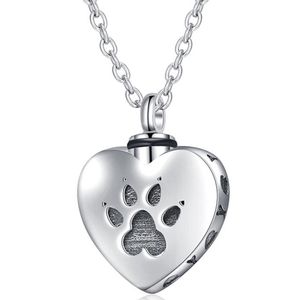 Pendant Necklaces Love Heart Pet Cremation Urn Necklace Gray Dog Jewelry Memorial Souvenir Romantic Lover Gift246R