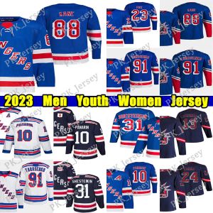 #88 Patrick Kane Maglia da hockey retro inversa #23 Adam Fox 10 Artemi Panarin 31 Igor Shesterkin Mika Zibanejad Chris Kreider K'Andre Miller V