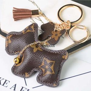 Manufacturer direct supply key chain creative small accessories luggage pendant cartoon checkered dog PU leather key chain