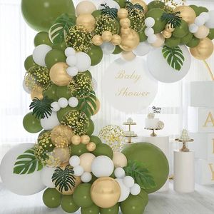 Party Decoration 133PCS Balloon Olive Green Chrome Gold Latex Garland Birthday Wedding Celebration Decorations Supplies