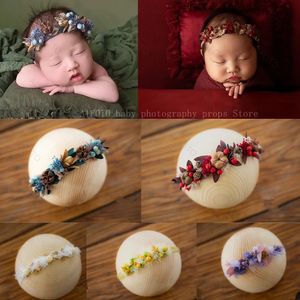 Baby flickor pannband för född pografi rekvisita tillbehör barn jul huvudbonad hår blomma barn skjutande po studio 240115