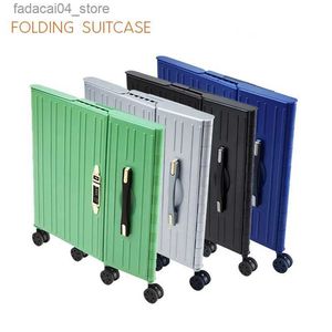 Malas Nova mala dobrável pode ser dobrada para facilitar o armazenamento de bagagem portátil de 20 polegadas com senha caixa de luxo Q240115