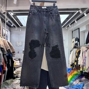 Herrenhosen Washed Damaged Jeans Hosen Männer Frauen Hochwertige Vintage-Hoseyolq