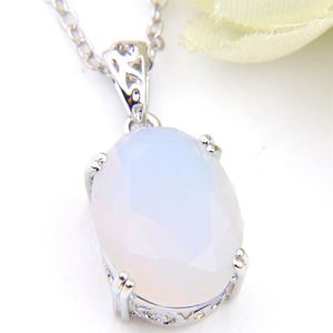 Luckyshine 6Pcs 12 16 mm Natural stone Moonstone Gems 925 Sterling Silver Oval Vintage for Women' Wedding Engagement Pendants253f