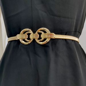 Fashion Belt midjedesignbälten för kvinnor högkvalitativa lyxmärke stretch midjeband klänning metall riem