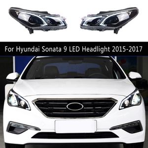 Front Lampe Dynamische Streamer Blinker Anzeige DRL Tagfahrlicht Für Hyundai Sonata 9 LED Scheinwerfer Montage 15-17