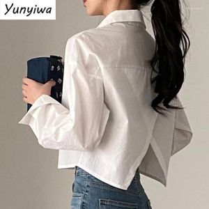 Women's T Shirts Women Korean Style Simple Baggy Solid All-match Long Sleeve Chic Crop Tops Elegant Leisure Trendy S-3xl Comfort Spring