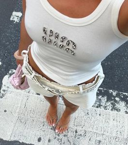 Y2K Pendant Xin Hot Diamond Leisure Street Sexy Women's Top Cutting Top Tank Fashion Personality Tank EMO 240115