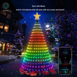 Stringa di Natale Luce Colore da sogno Modifica di testo fai-da-te 1.5m 1.8m 2.1m Luce della stringa dell'albero Decorazione colorata impermeabile LL