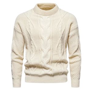 Sweet jesienny i zimowy solidny żakardowy swobodny pullover swetry męskie ubrania 240115