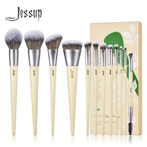 Jessup pincéis de maquiagem conjunto premium base sintética pó corretivo angular mistura sombra duo sobrancelha escova maquiagem t327 240115