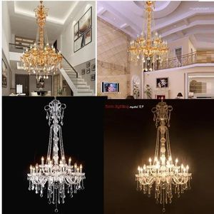 Chandeliers Long Stair Chandelier Crystal Large Foyer Light Modern Fashion Living Room Dining Hall Complex Staircase Lighting