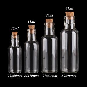24pcs 12ml 15ml 25ml 35ml Small Glass Bottles with Cork Stopper Empty Spice Bottles Jars Gift Crafts Vials 240113