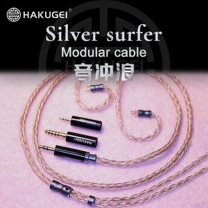 Tillbehör Hakugei Silver Surfer Litz Silver Plated Occ Copper Hybrid HiFi Earphone Cable 3,5 mm Wire