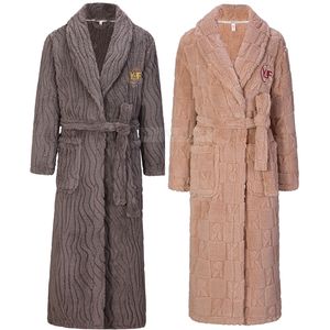 Boyut 3xl erkek pazen bornoz sonbahar kış kalınlaşmış sıcak plapowar kimono bornoz elbisesi gevşek mercan polar sevgilisi homewear 240113