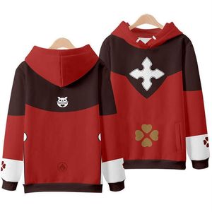 لعبة وصول جديدة Genshin Impact Cosplay Amber Klee Hoodies منذ فترة طويلة معطف أعلى معطف أزياء الرجال نساء من النوع الثقيل من النوع الثقيل Y0903244T