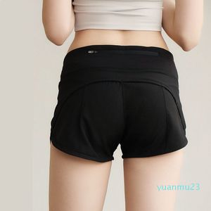 2024 ll limoni sport yoga shoga shorts outfit ad alta vita con abbigliamento sportivo bowknot usura pantaloni corti ragazze che gestiscono elastici elastico abbigliamento da tasca con cerniera elastica