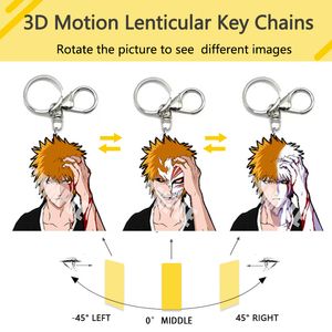 Bleach Kurosaki Ichigo Anime Motion Key Chains Acrylic Keychains Bag Pendant Car Keyring Anime Periepherals Gift Size 6cm