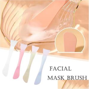 Makeup Brushes 1Pcs Sile Facial Mask Brush Soft Head With Scraper Integrated Film Diy Beauty Dual-Use Tool Mud Adjusting Be I8L7 Drop Otck5