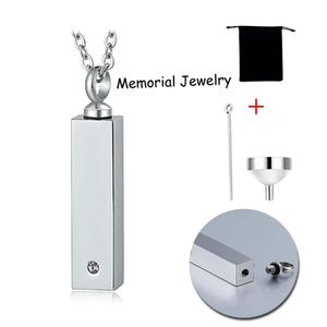 Rectangle Cremation Jewelry Charm Urn Pendant Necklace for Ashes Stainless Steel Waterproof Memorial Ash Keepsake Jewelry241O