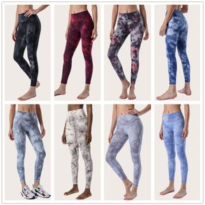 Leggings capris da corsa per donna, controllo della pancia, pantaloni da yoga tie-dye a vita alta, leggings aderenti, allenamento per il controllo della pancia, elasticizzato in 4 direzioni197C